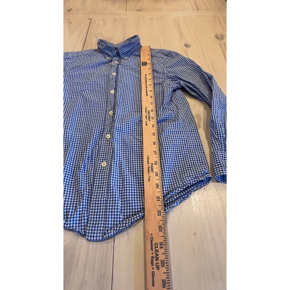 Ralph Lauren Kids Blue White Gingham Button Down Shirt Size M 10-12 Preppy